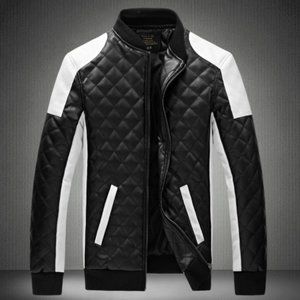 Men baseball PU Leather Jacket Motorcycle Coat